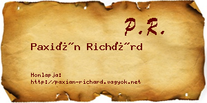 Paxián Richárd névjegykártya